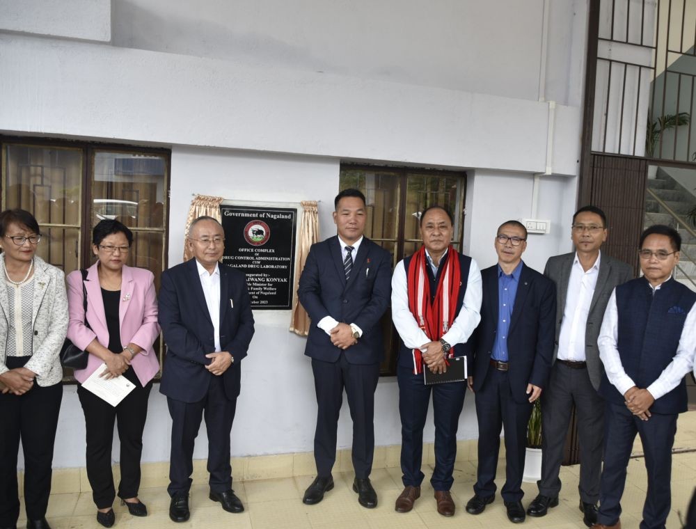 P Paiwang Konyak with others during the inauguration of the office complex of Drug Control Administration-cum- Nagaland Drug Laboratory in Kohima on October 6. (Morung Photo)